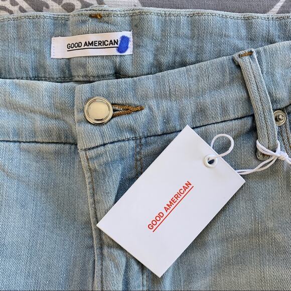 NEW Good American Good Cuts Slim Boyfriend Jeans (Sz 24) High Rise Crop Blue011 - Picture 12 of 15
